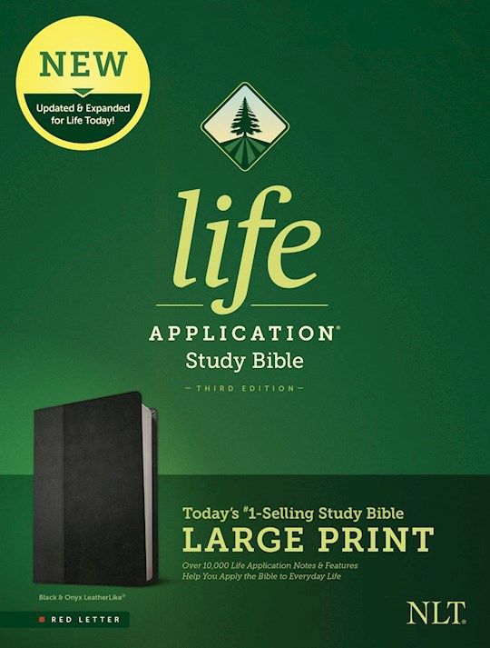 B- NLT LIFE APPLICATION BLACK/GREY LARGE PRINT