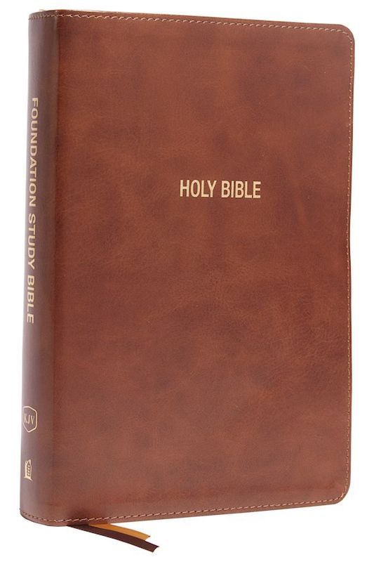 B-KJV- FOUNDATION STUDY BIBLE, LARGE PRINT, INDEXED, BROWN LEATHERSOFT