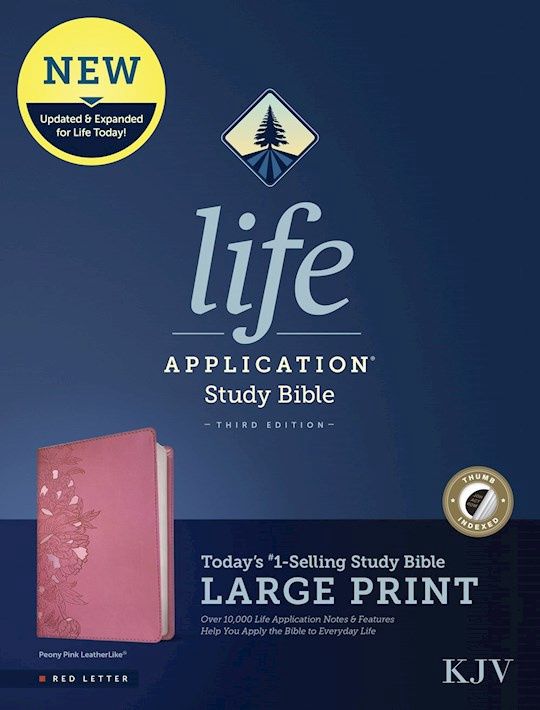 B-KJV- LIFE APPLICATION STUDY BIBLE, LARGE PRINT, INDEXED, PEONY PINK