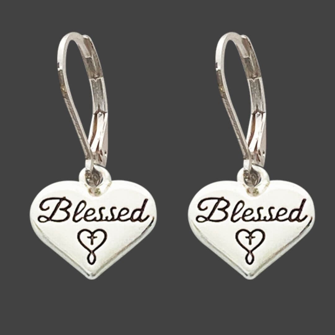 EARRINGS- FOREVER FAITH- BLESSED HEART SILVER