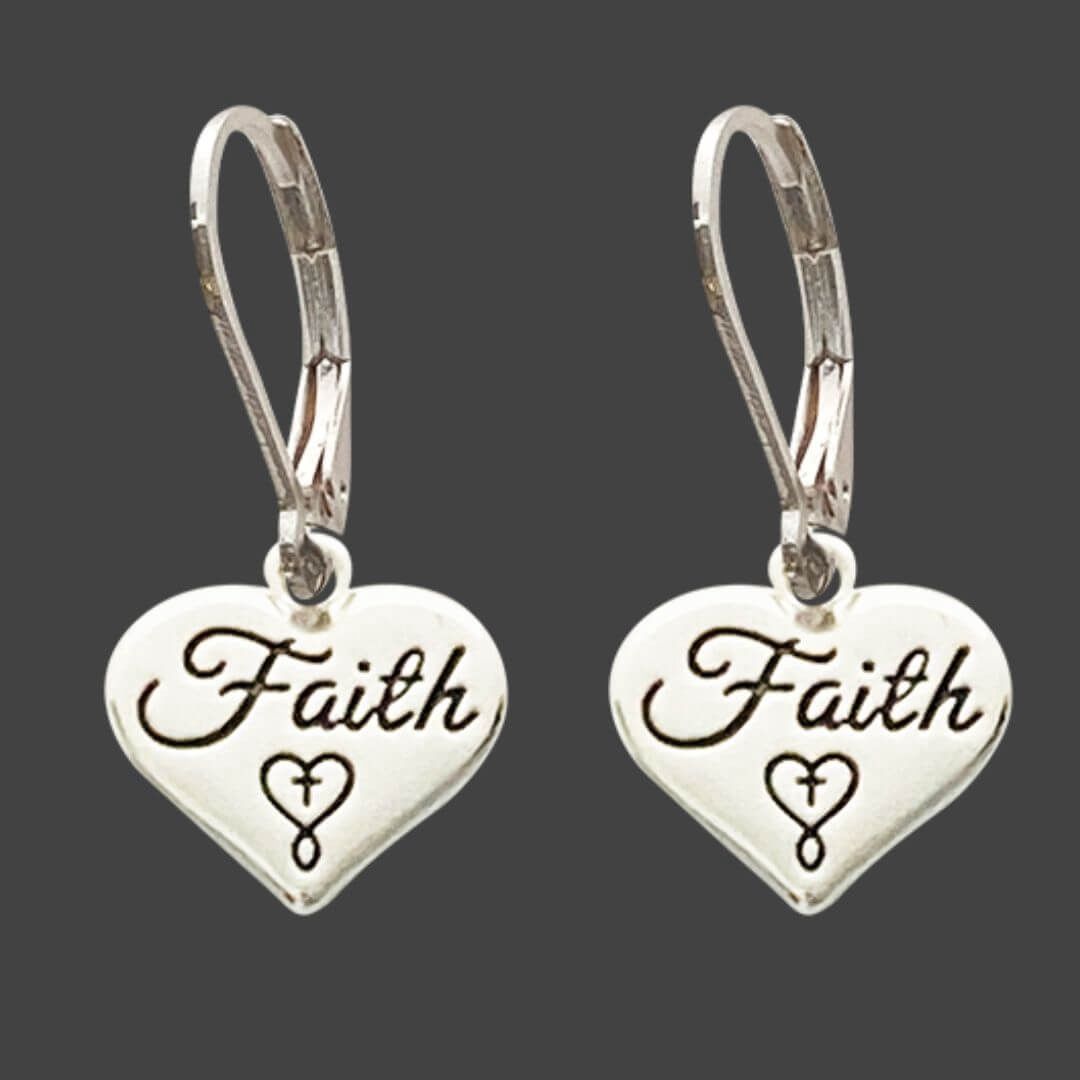 EARRINGS- FOREVER FAITH- FAITH HEART SILVER