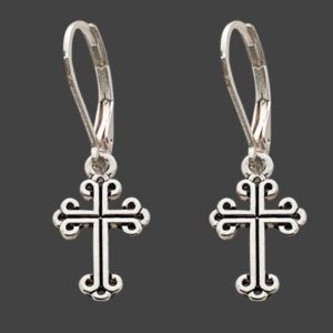 EARRINGS- FOREVER FAITH- ORNATE CROSS SILVER