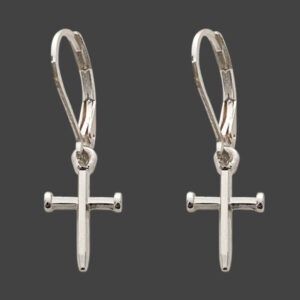 EARRINGS- FOREVER FAITH- NAIL CROSS SILVER
