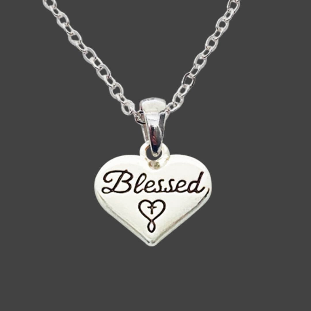 NECKLACE- FOREVER FAITH- BLESSED HEART SILVER