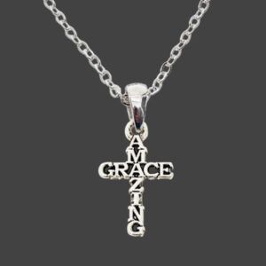 NECKLACE- FOREVER FAITH- AMAZING GRACE CROSS SILVER