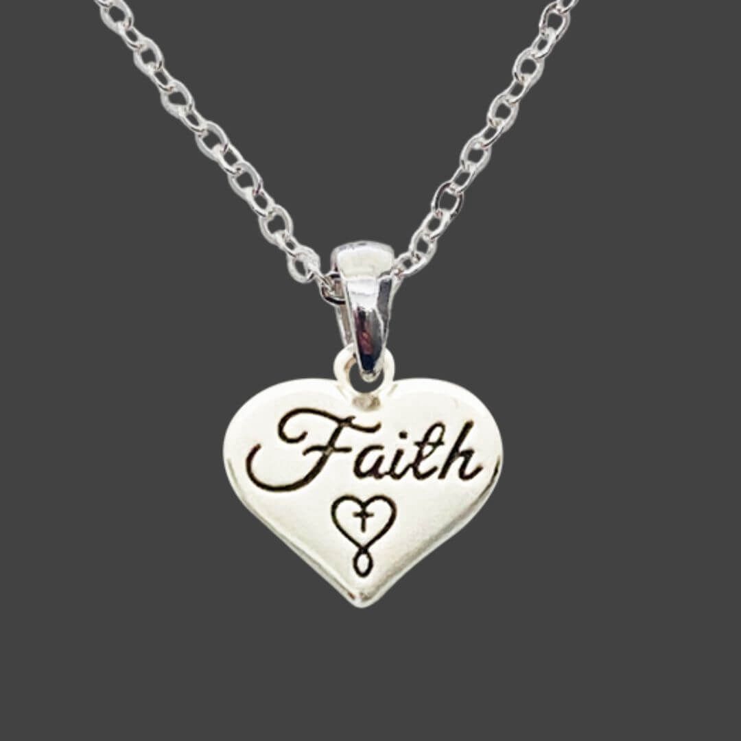 NECKLACE- FOREVER FAITH- BASIC FAITH HEART SILVER