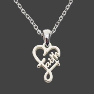 NECKLACE- FOREVER FAITH- LOOPY FAITH HEART SILVER