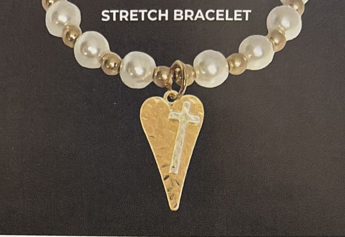 BRACELET- JOY UNSPEAKABLE- PRIMITIVE HEART WITH CROSS, GOLD