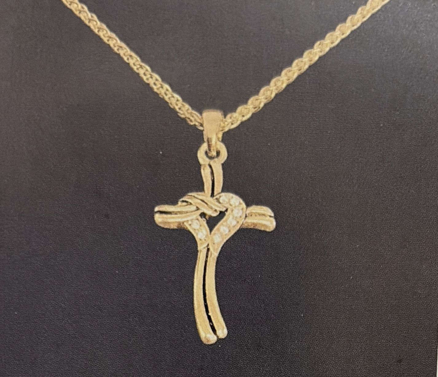 NECKLACE- JOY UNSPEAKABLE- CRYSTAL HEAT WRAPPED CROSS, GOLD