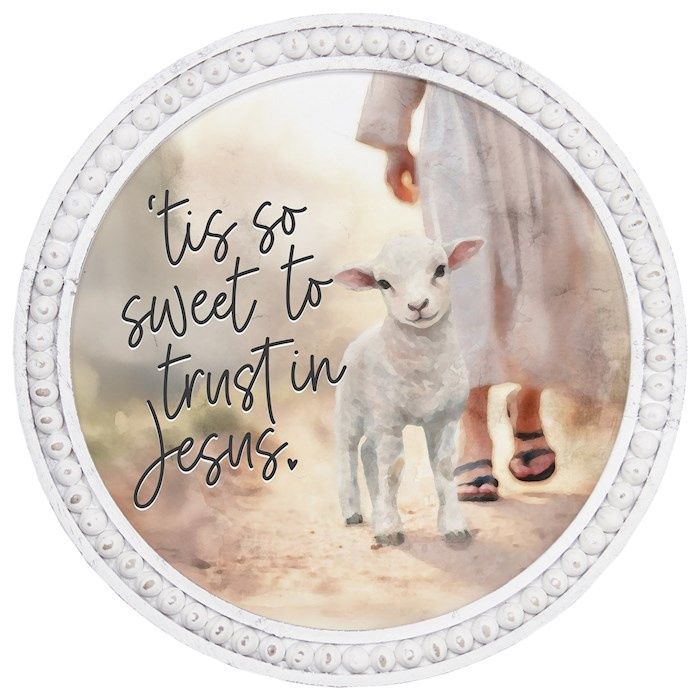 BEADED ART ROUND- 'TIS SO SWEET- LAMB