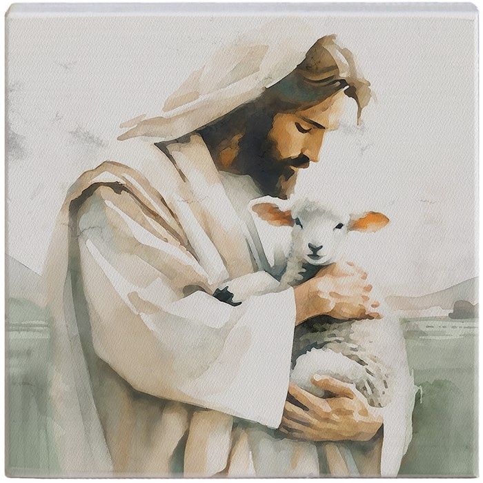 SMALL TALK SQUARE- JESUS HOLDING LAMB