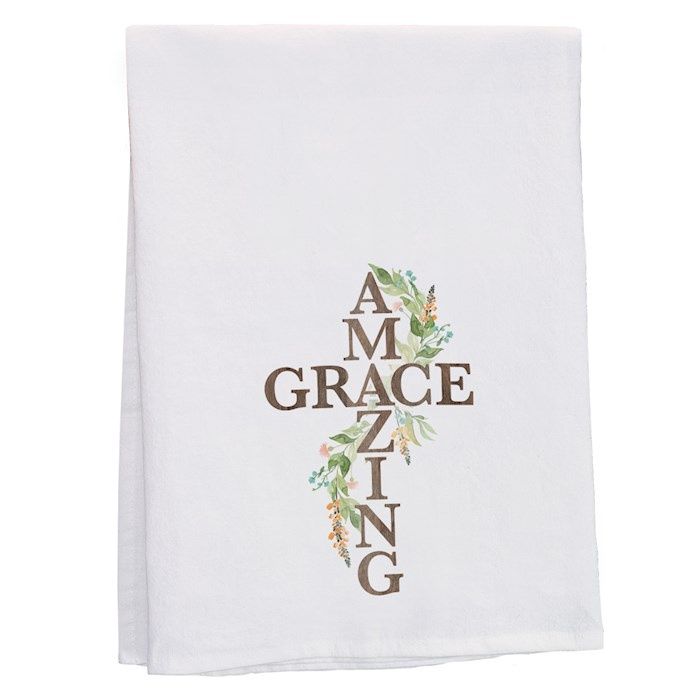 TEA TOWEL- AMAZING GRACE CROSS