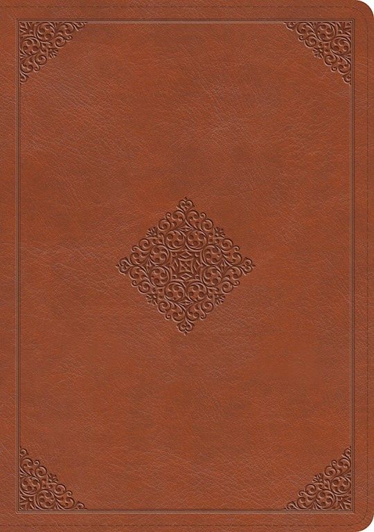B-ESV- STUDY BIBLE, ENGLISH SADDLE, ORNAMENT DESIGN, TRUTONE