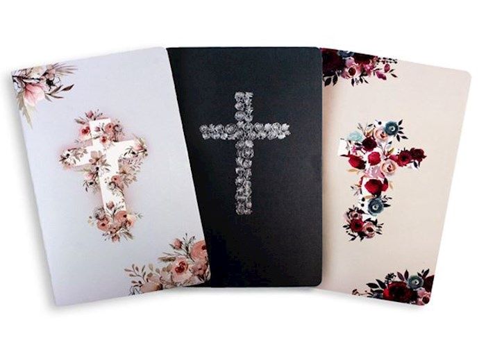 JOURNAL- FLORAL CROSS DESIGN- SET OF 3