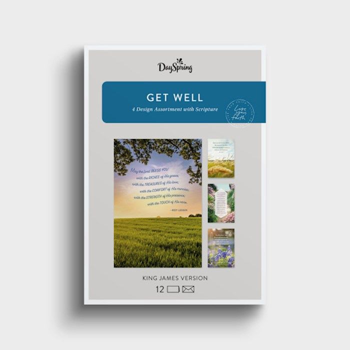 BOXED CARD- GET WELL- ROY LESSIN, LANDSCAPES, KJV