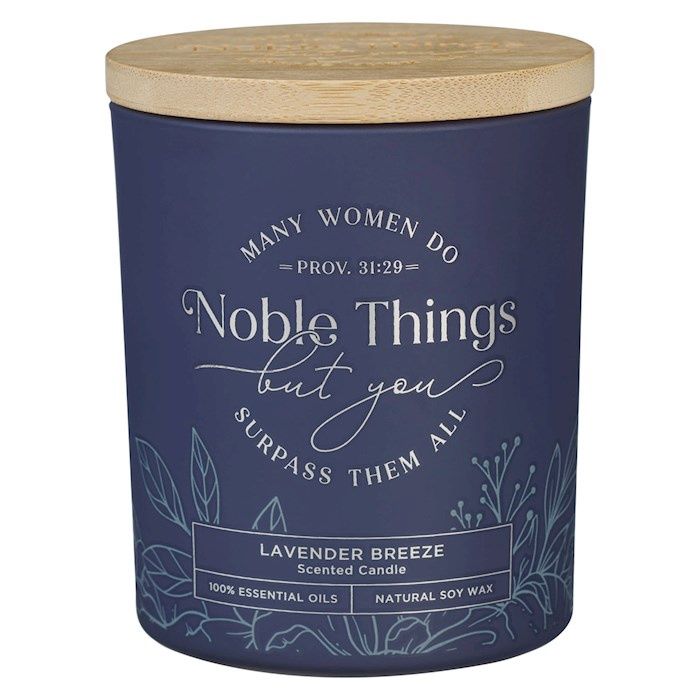 GLASS CANDLE WITH BAMBOO LID- NOBLE THINGS, BLUE