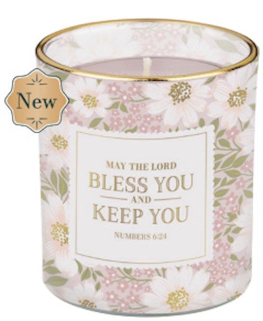 GLASS CANDLE- MAY THE LORD BLESS YOU AND KEEP YOU