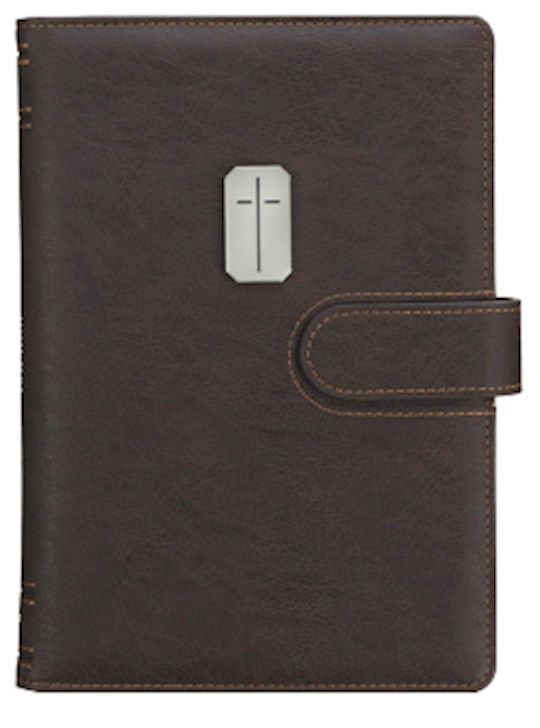 JOURNAL WITH PEN &amp; MAGNETIC CLOSURE- MAN OF GOD WITH CROSS, ESPRESSO BROWN