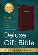 B-KJV- DELUXE GIFT BIBLE, INDEXED- BURGUNDY, BONDED LEATHER