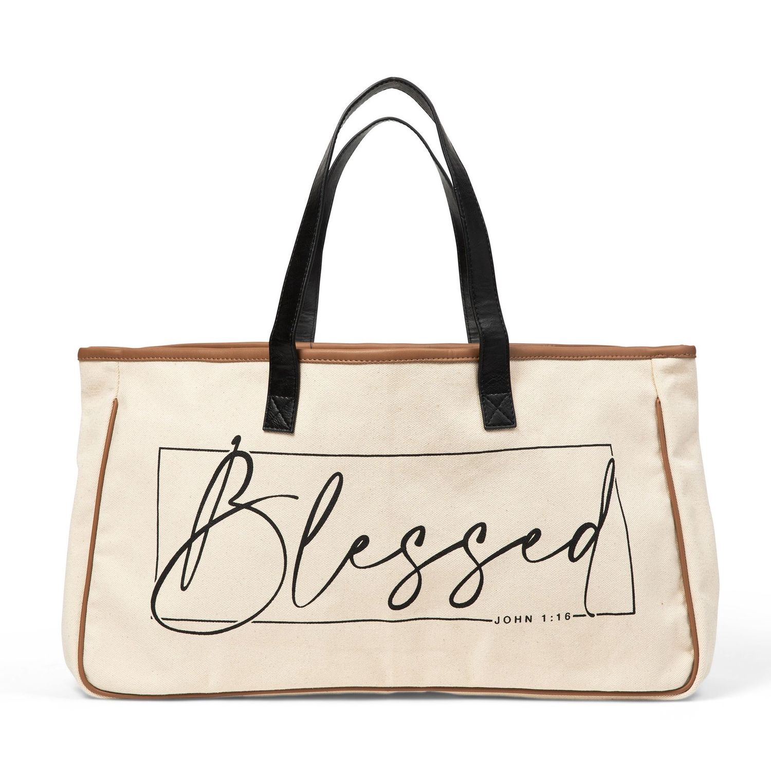 CANVAS TOTE- BLESSED, NATURAL