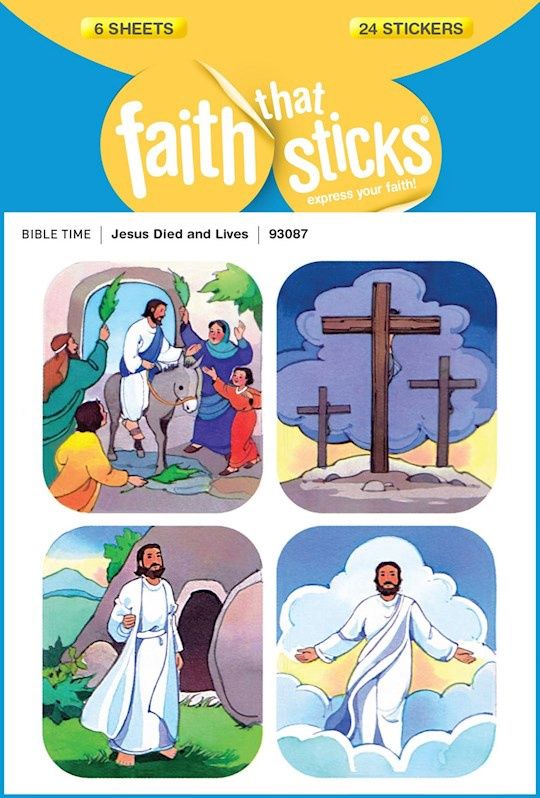 STICKERS- JESUS DIED &amp; LIVES, 6 SHEETS/PACK
