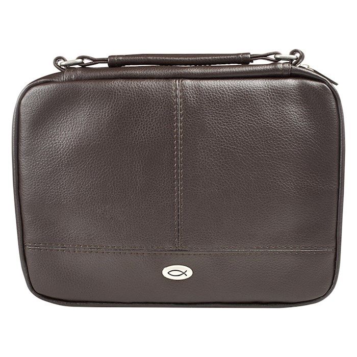 BIBLE COVER- X-LARGE- TWO-FOLD ORGANIZER, BROWN, LUX-LEATHER