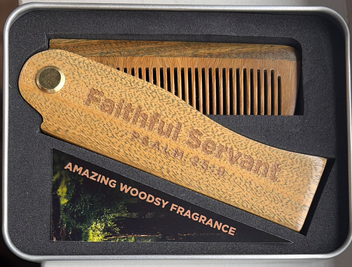 SANDALWOOD BEARD COMB- FAITHFUL SERVANT, PSALM 25:9
