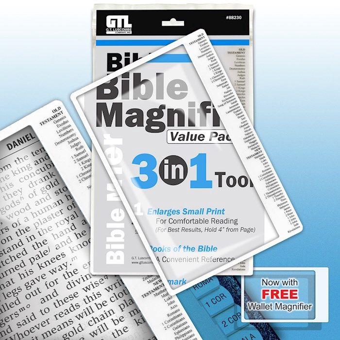 MAGNIFIER-3 IN 1 BIBLE MAGNIFIER VALUE PACK (6X9)