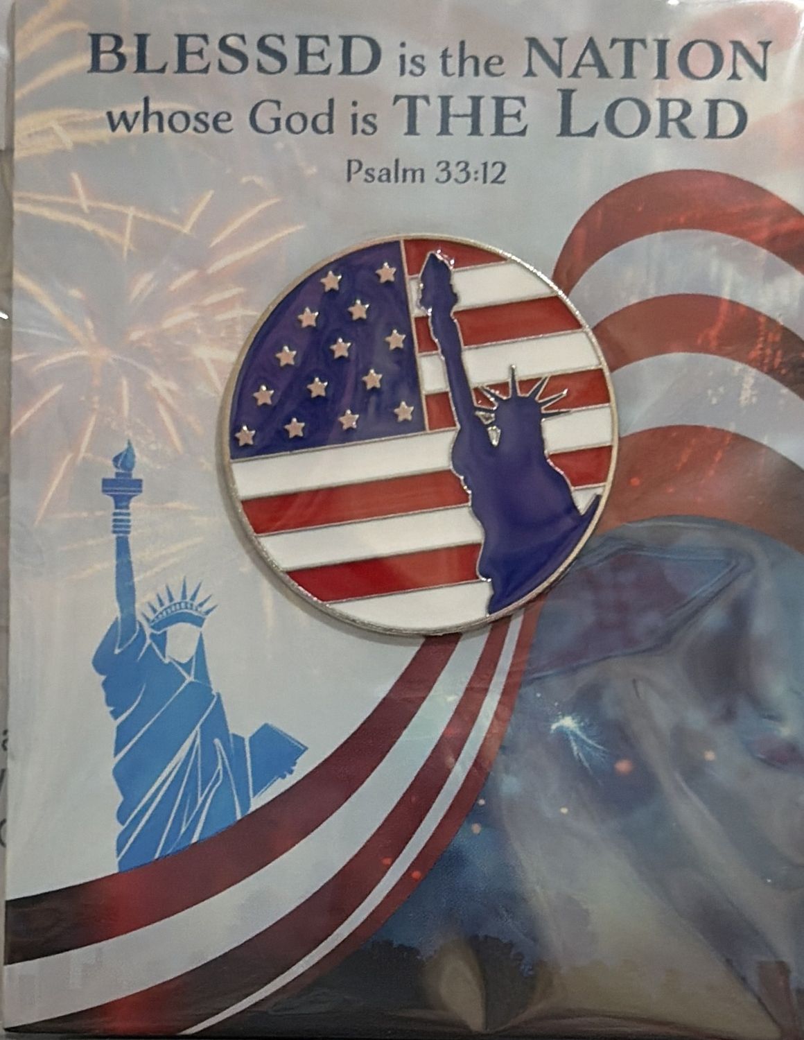 ENAMEL PIN- BLESSED IS THE NATION, PSALM 33:12