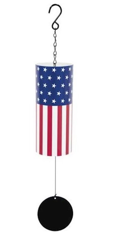 WIND CHIME- AMERICAN FLAG, CYLINDER, 18"