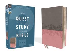 B-NIV- QUEST STUDY BIBLE- GRAY, PINK LEATHERSOFT
