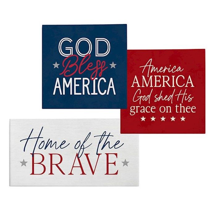 DECOR- MINI SIGN SET- AMERICA- PACK OF 3