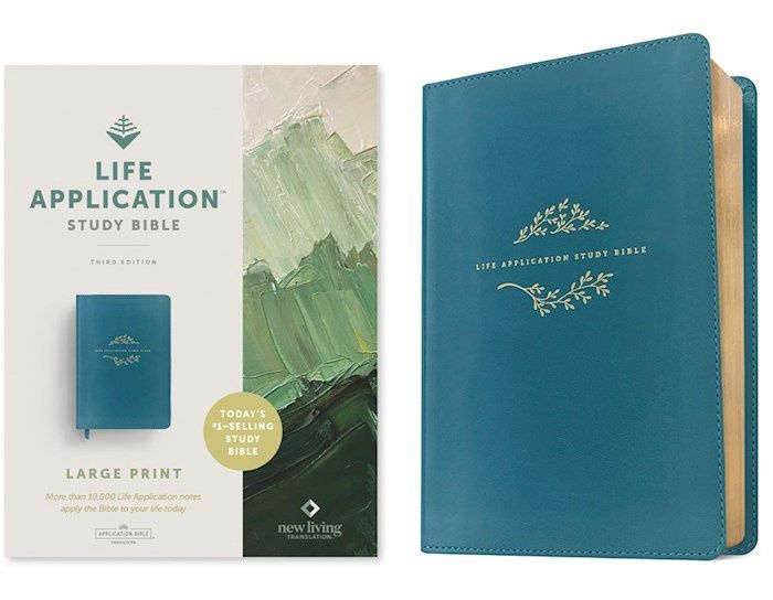 B-NLT- LIFE APPLICATION STUDY BIBLE, LARGE PRINT, TEAL LEATHERLIKE