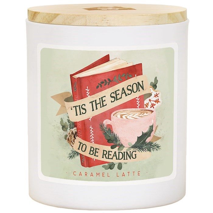 CANDLE- TIS THE SEASON TO BE READING- CARAMEL LATTE SCENT