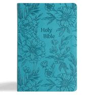 B-NASB- LARGE PRINT THINLINE, VALUE, TEAL FLORAL LEATHERTOUCH