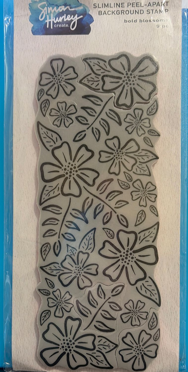 BJR- STAMP RUBBER- BOLD BLOSSOMS, SLIMLINE BACKGROUND- SALE!