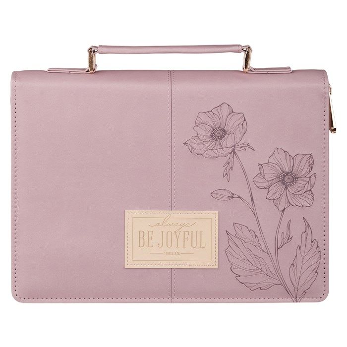 BIBLE COVER- M- PINK/MAUVE ALWAYS BE JOYFUL, MEDIUM