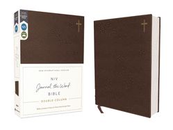 B-NIV- JOURNAL THE WORD BIBLE, BROWN WITH GOLD CROSS, DOUBLE-COLUMN, LEATHERSOFT
