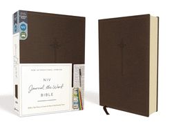 B-NIV- JOURNAL THE WORD BIBLE, BROWN WITH CROSS, IMITATION LEATHER