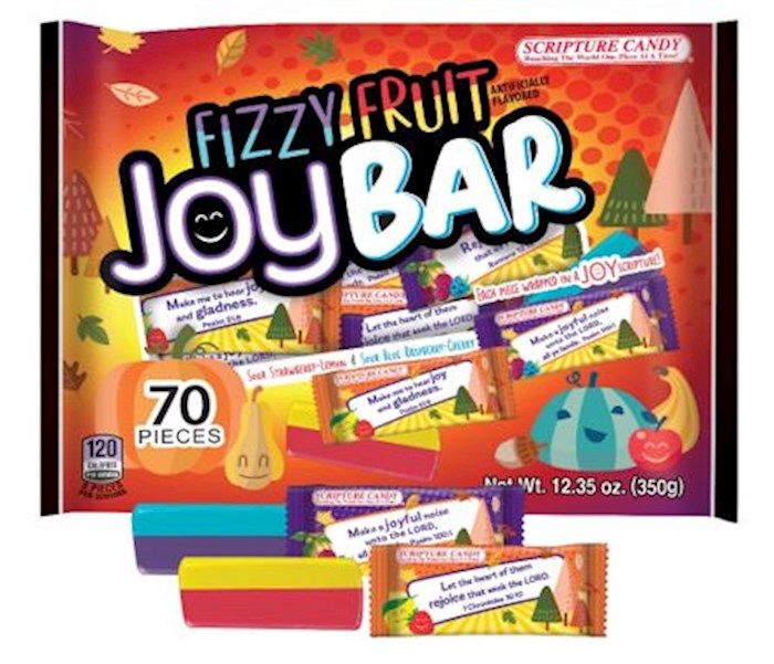 SCRIPTURE CANDY: JOY BAR- FIZZY FRUIT, 70 PIECES, BAGGED