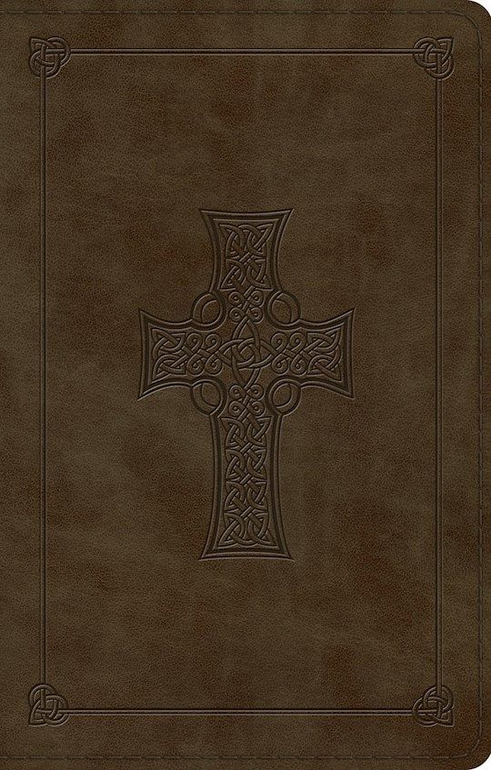 B- ESV VALUE THINLINE, OLIVE, CELTIC CROSS DESIGN