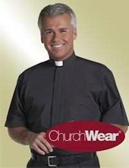 CLERGY SHIRT- BLACK, SHORT SLEEVE, TAB COLLAR, 18 IN