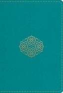 B-ESV- LARGE PRINT COMPACT BIBLE- TEAL, BOUQUET DESIGN, OP