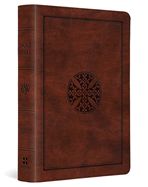 B-ESV- LARGE PRINT COMPACT BIBLE- BROWN, MOSAIC CROSS DESIGN, OP