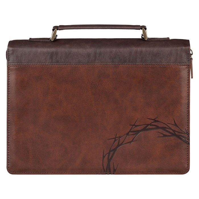 BIBLE COVER- MEDIUM, MED- BROWN, CROWN OF THORNS, AMAZING GRACE