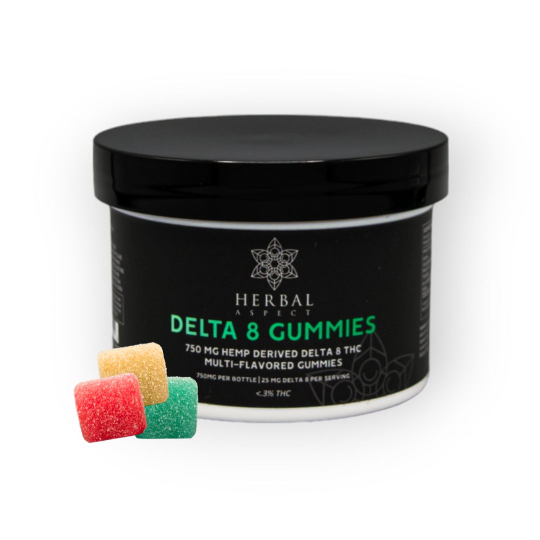 Herbal Aspect - 25mg D8 THC Gummies, Attribute 1: 30 Count Tub