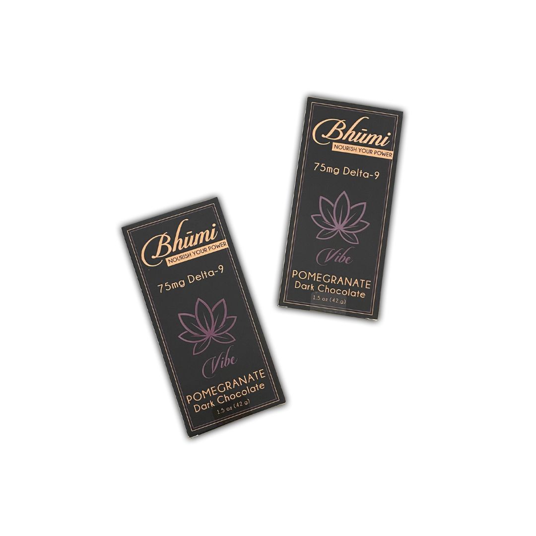 Bhumi - Dark Chocolate Bars, Attribute 1: Pomegranate - 75mg Delta 9 - Vibe