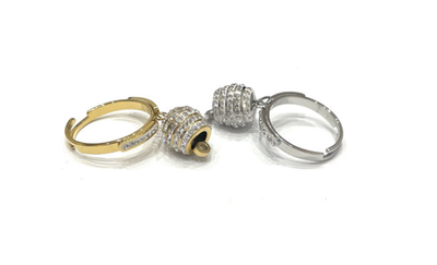Anello Banda Acciaio campanella con strass regolabile