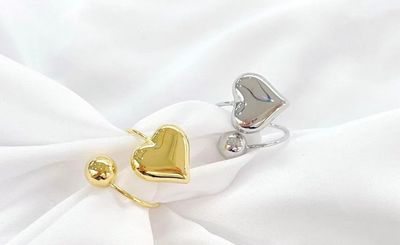 Anello regolabile cuori bombati acciaio