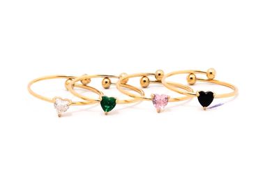 Anello regolabile cuori colorati acciaio